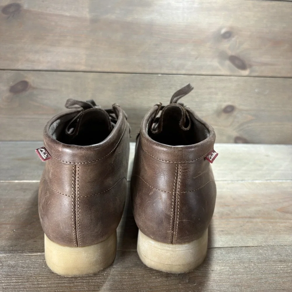 clarks stinson mens size 10.5 shoes brown leather comfort chukka boots